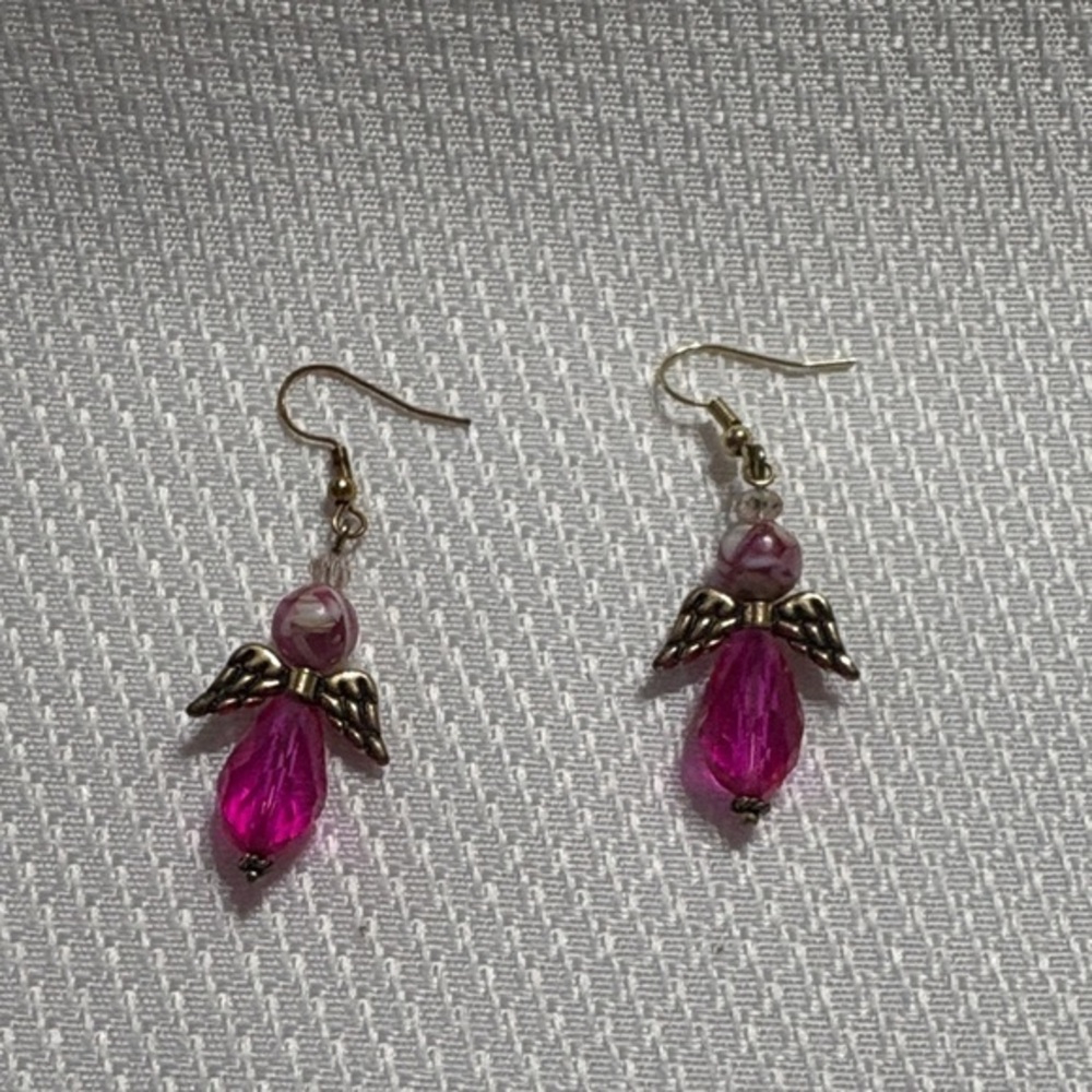 Pink Angel Wing Earrings